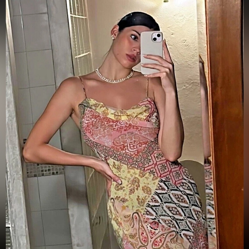 Zara blogger favourite  maxi bias fairy romantic Multicolor Patterned Dress